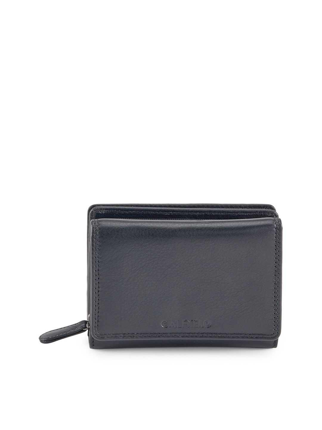 CALFNERO Women Black Solid Two Fold Wallet Price in India