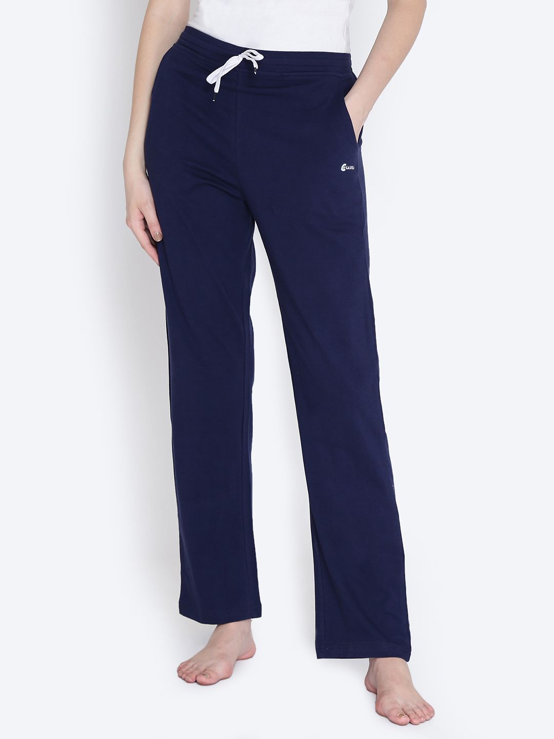 Claura Navy Blue Solid Lounge Pants Lower-11 Price in India