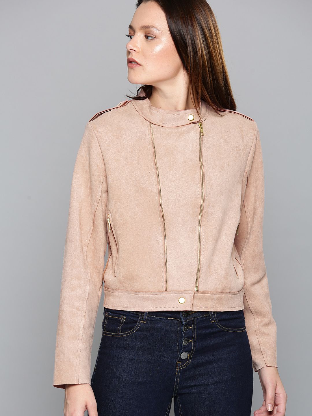 pink denim jacket womens india