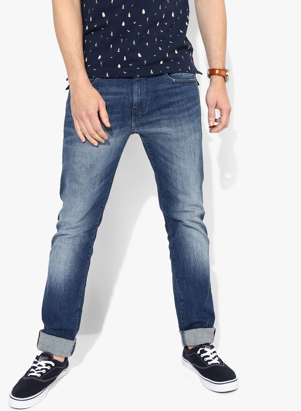 Tommy Hilfiger Blue Low-Rise Straight Fit Jeans