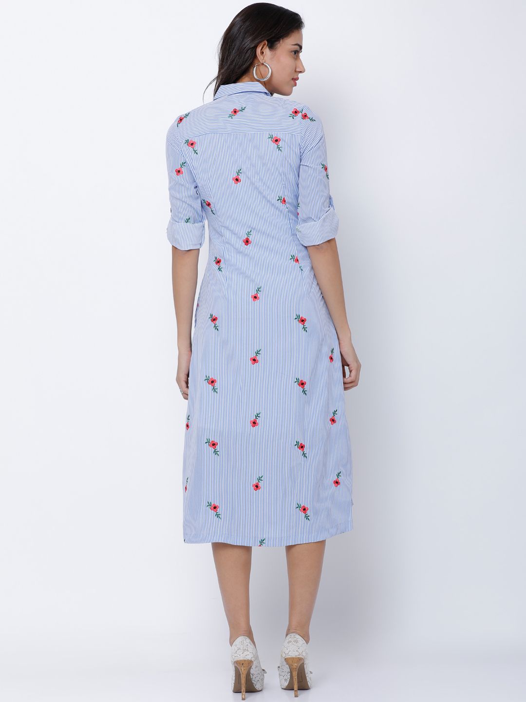 tokyo talkies women navy blue printed shirt dress