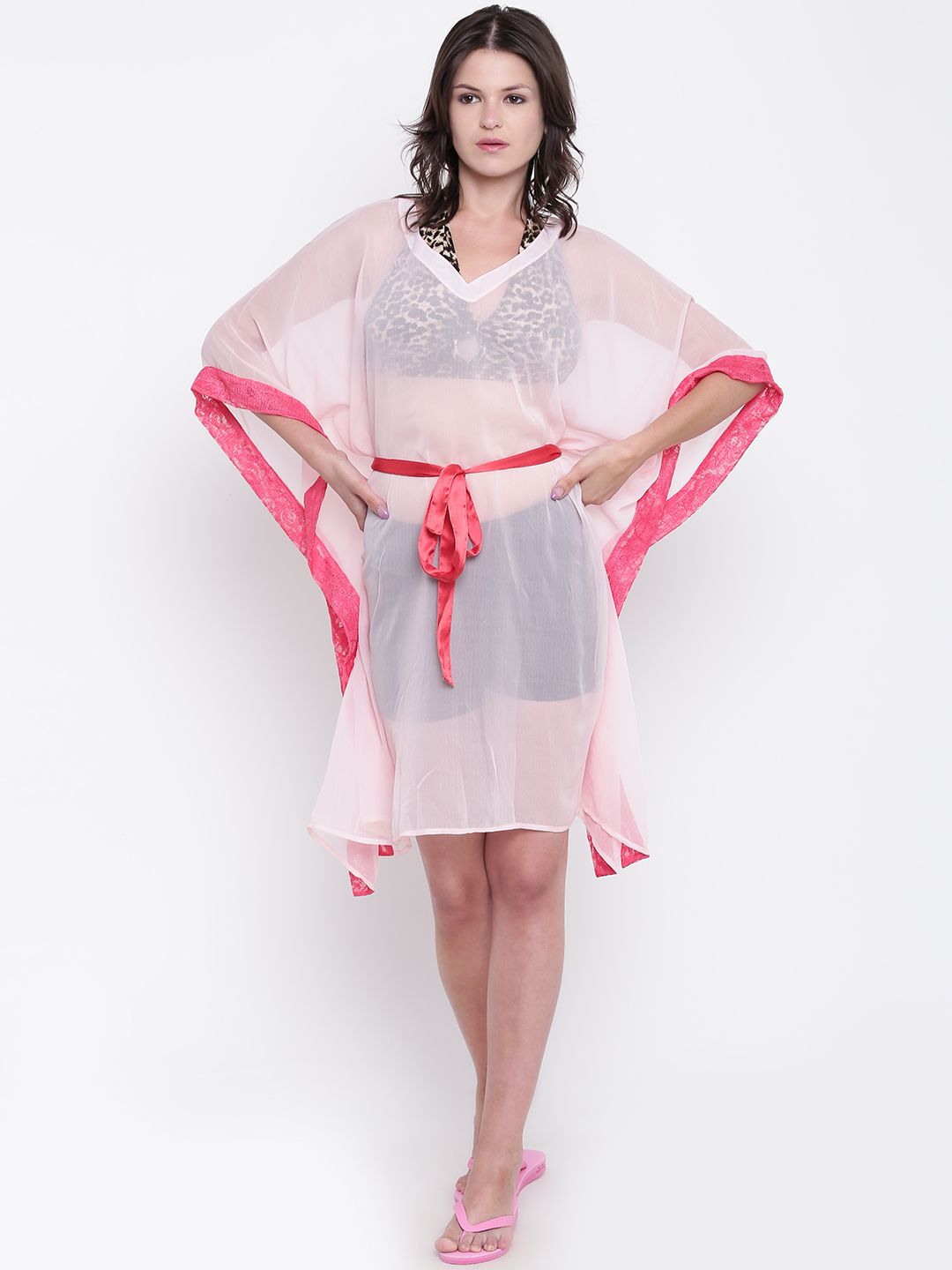 The Kaftan Company Women Pink Sheer Cover-Up Dress RW_PY_SHIB66 Price in India
