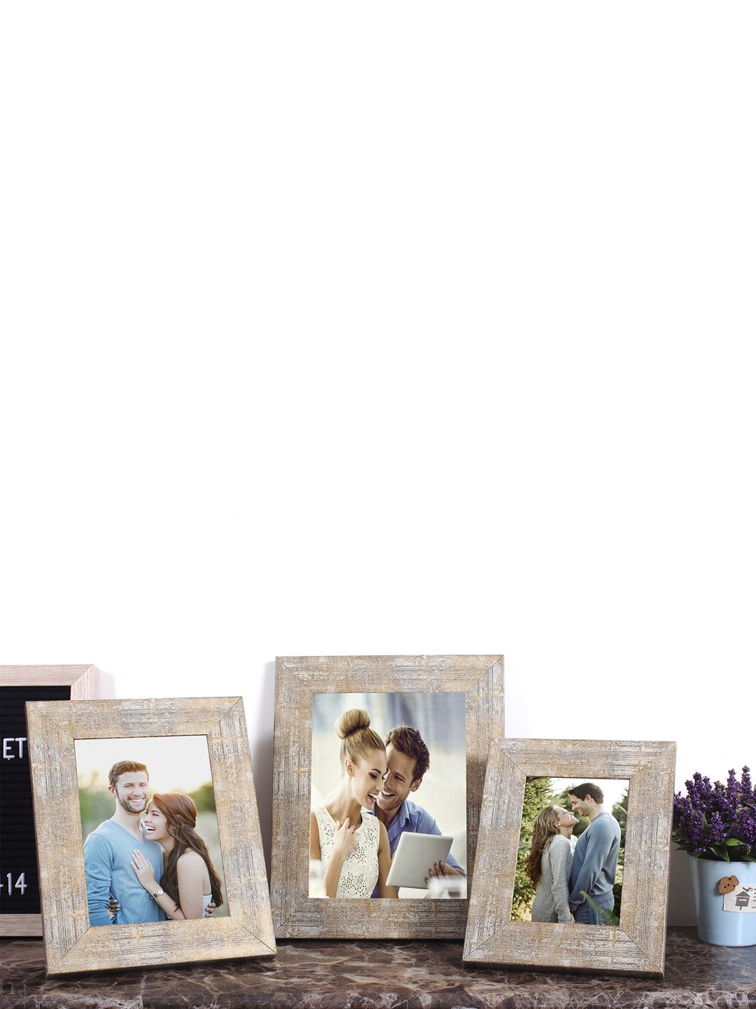 Art Street Set Of 3 Beige Distress Photo Frames Price in India