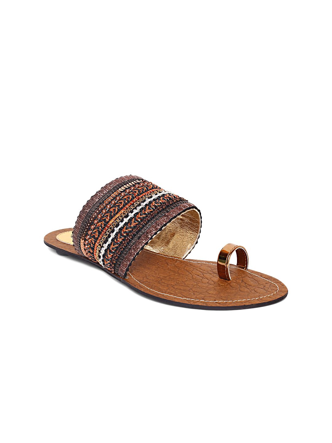 Catwalk Women Brown Woven Design One Toe Flats