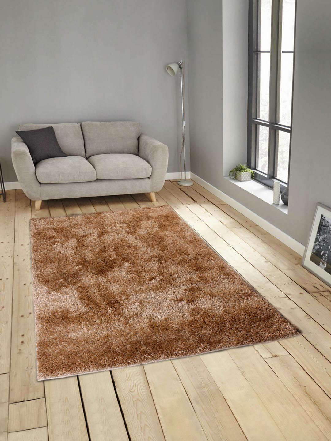 ROMEE Tan Brown Solid Carpet Price in India
