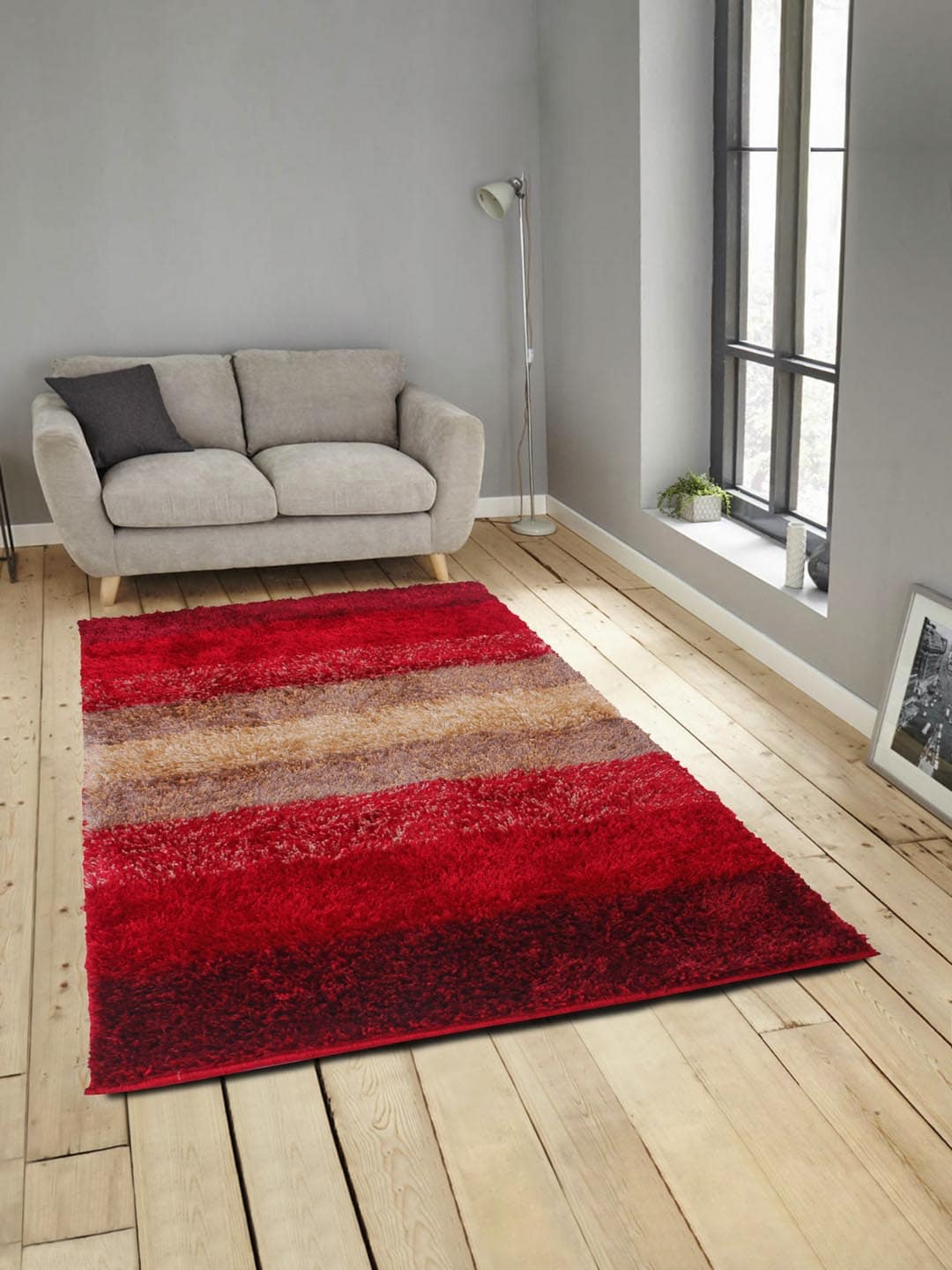 ROMEE Red & Beige Striped Carpet Price in India