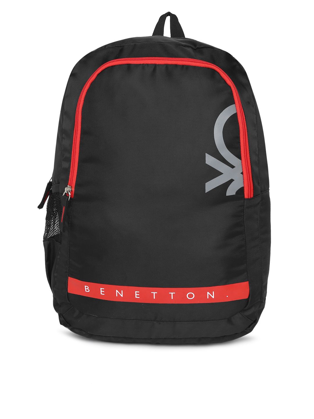 United Colors of Benetton Unisex Black & Red Brand Logo Backpack Price in India