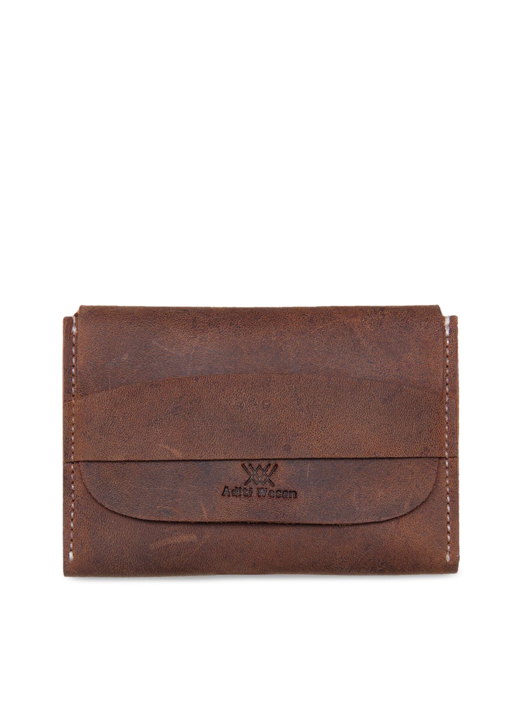 Aditi Wasan Unisex Brown Solid leather Card Holder Price in India