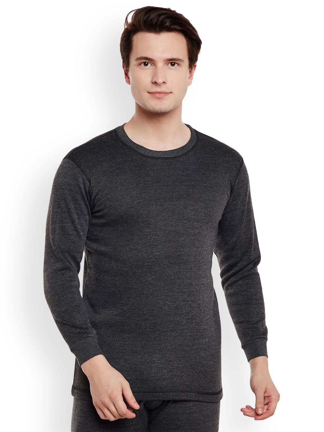 VIMAL JONNEY Men Charcoal Solid Thermal Top Price in India