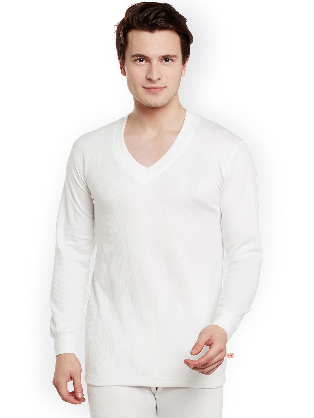 MACK JONNEY Men White Solid Thermal Top