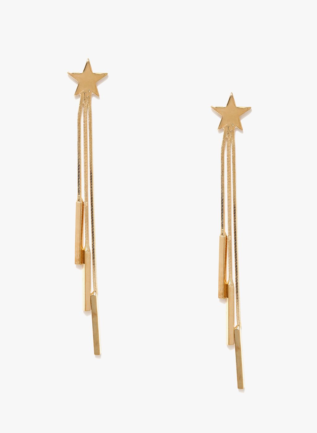 ToniQ Gold-Toned Star-Shaped Tasselled Drop Earrings