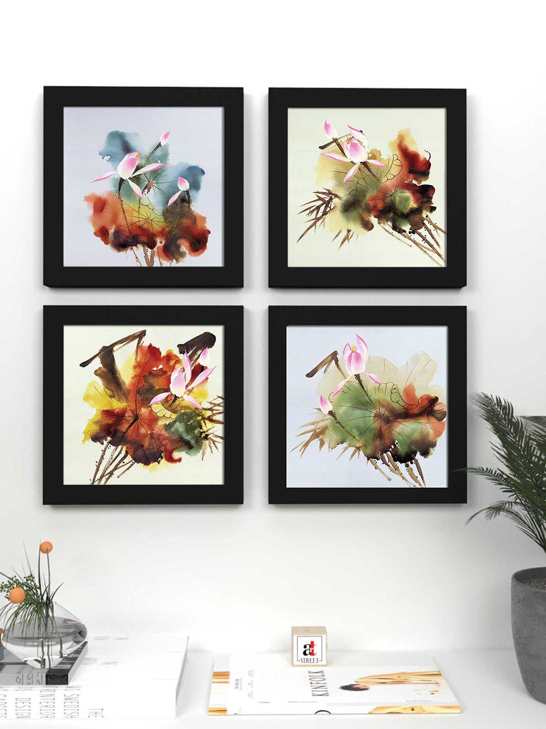 Art Street Multicoloured Abstract Printed Set of 4 Wall Art Price in India