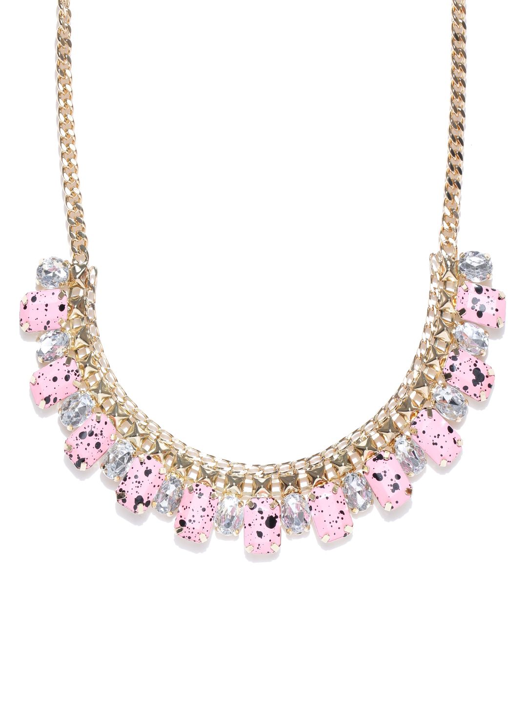 ChicMela Pink Gold-Plated Handcrafted Stone-Studded Necklace Price in India