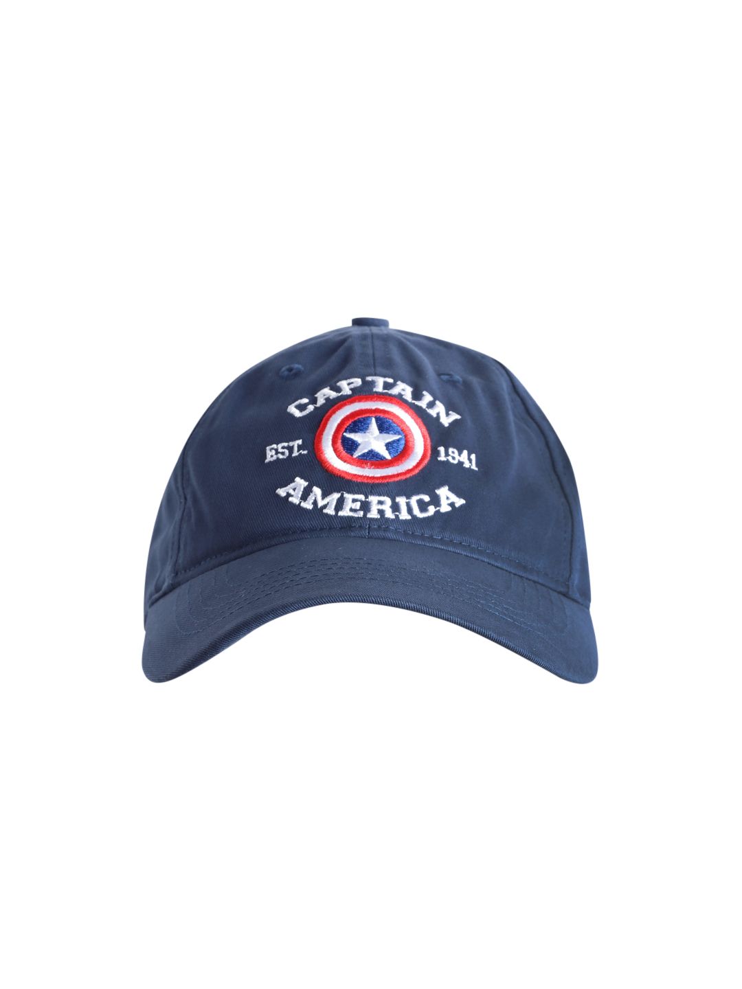 Kook N Keech Marvel Unisex Navy Blue & Red Captain America Embroidered Cotton Baseball Cap Price in India