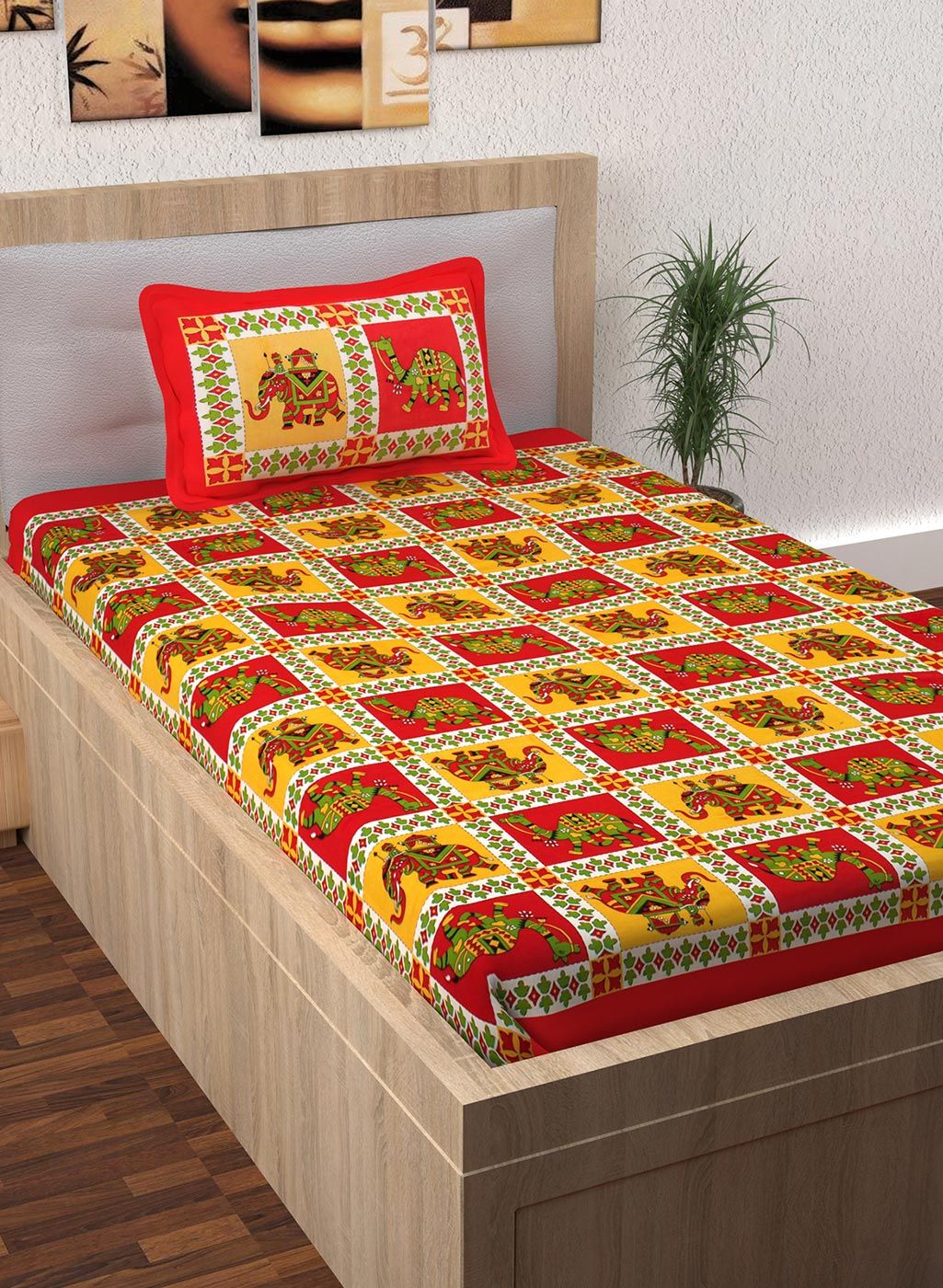 Story@home Cotton Single Bedsheet With 1 Pillow Cover
