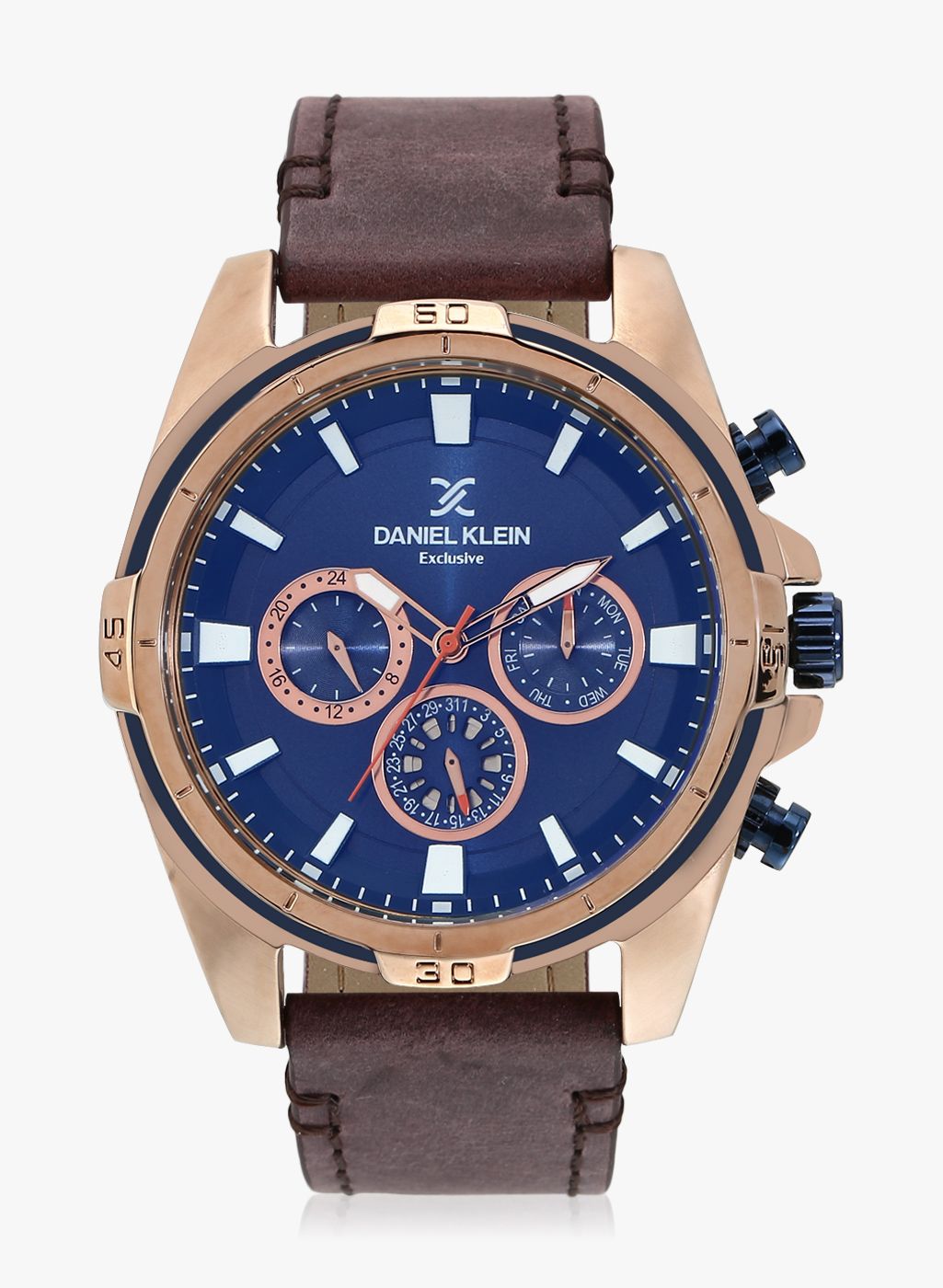 Daniel Klein Brown/Brown Leather Chronograph Watch
