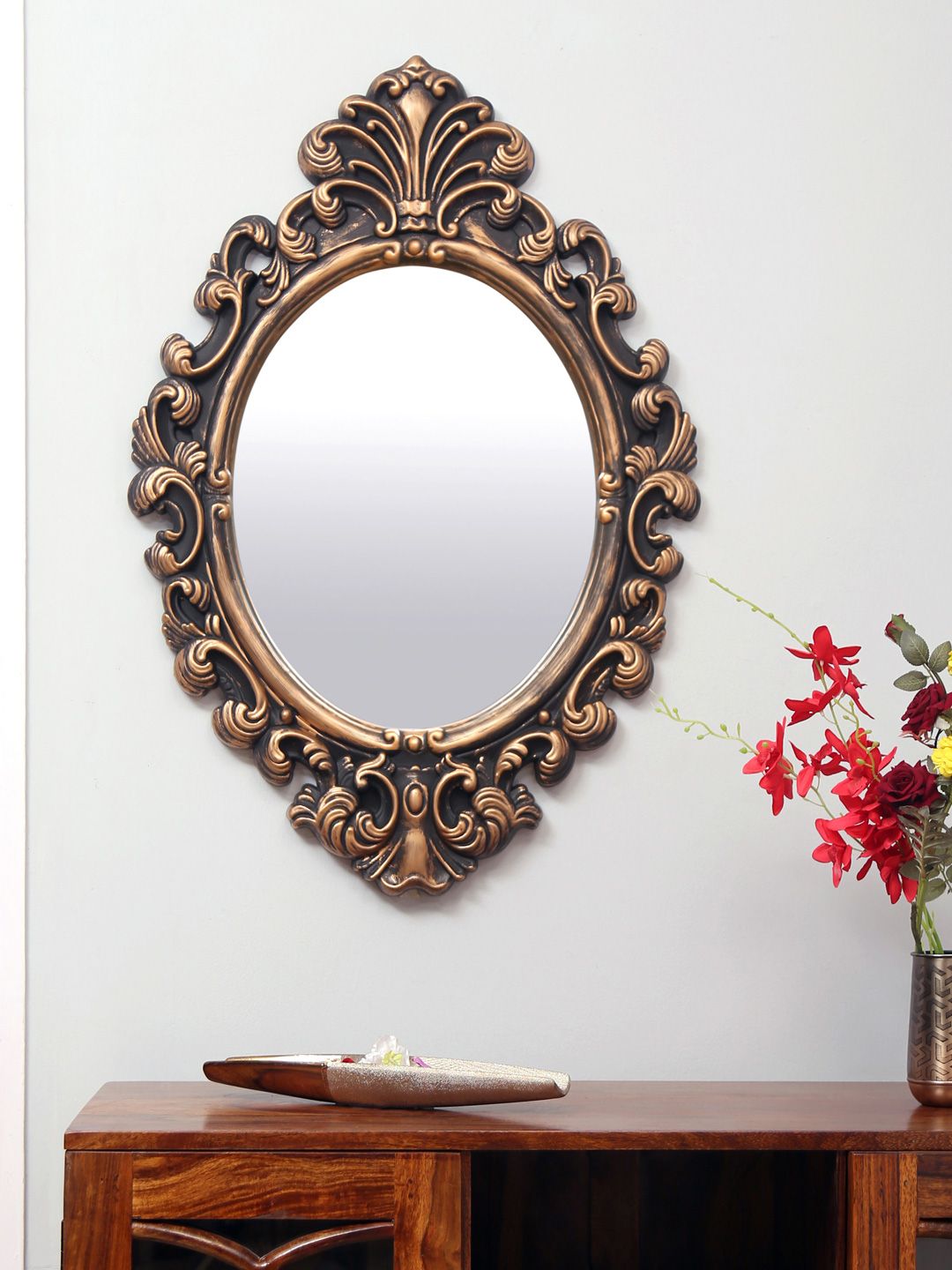 Athome by Nilkamal Gold-Toned Wall Mirror Price in India