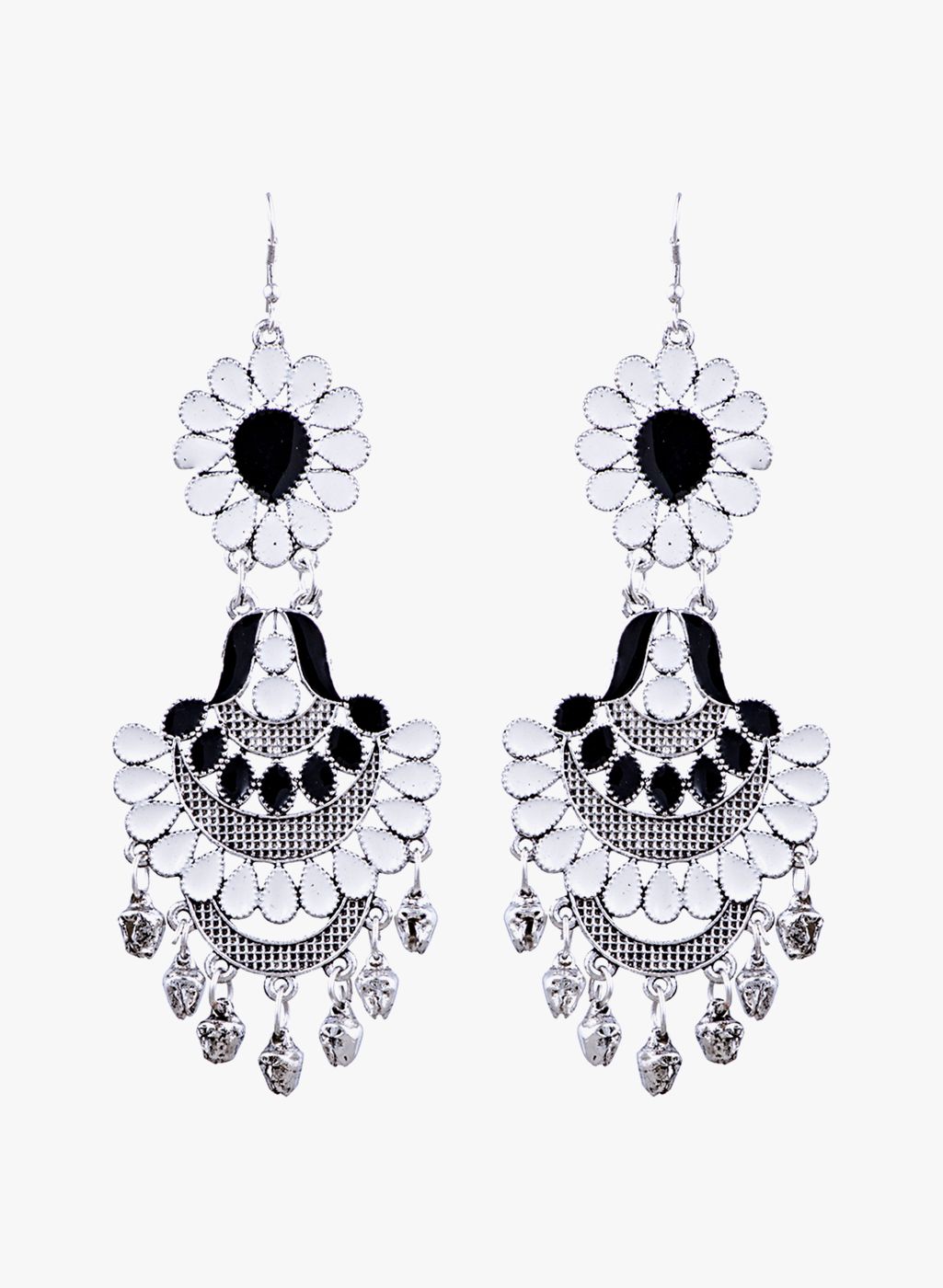 Sia Art Jewellery Silver/Black Metal Drop Earrings