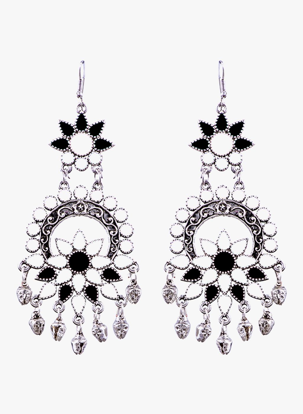 Sia Art Jewellery Silver/Black Metal Drop Earrings