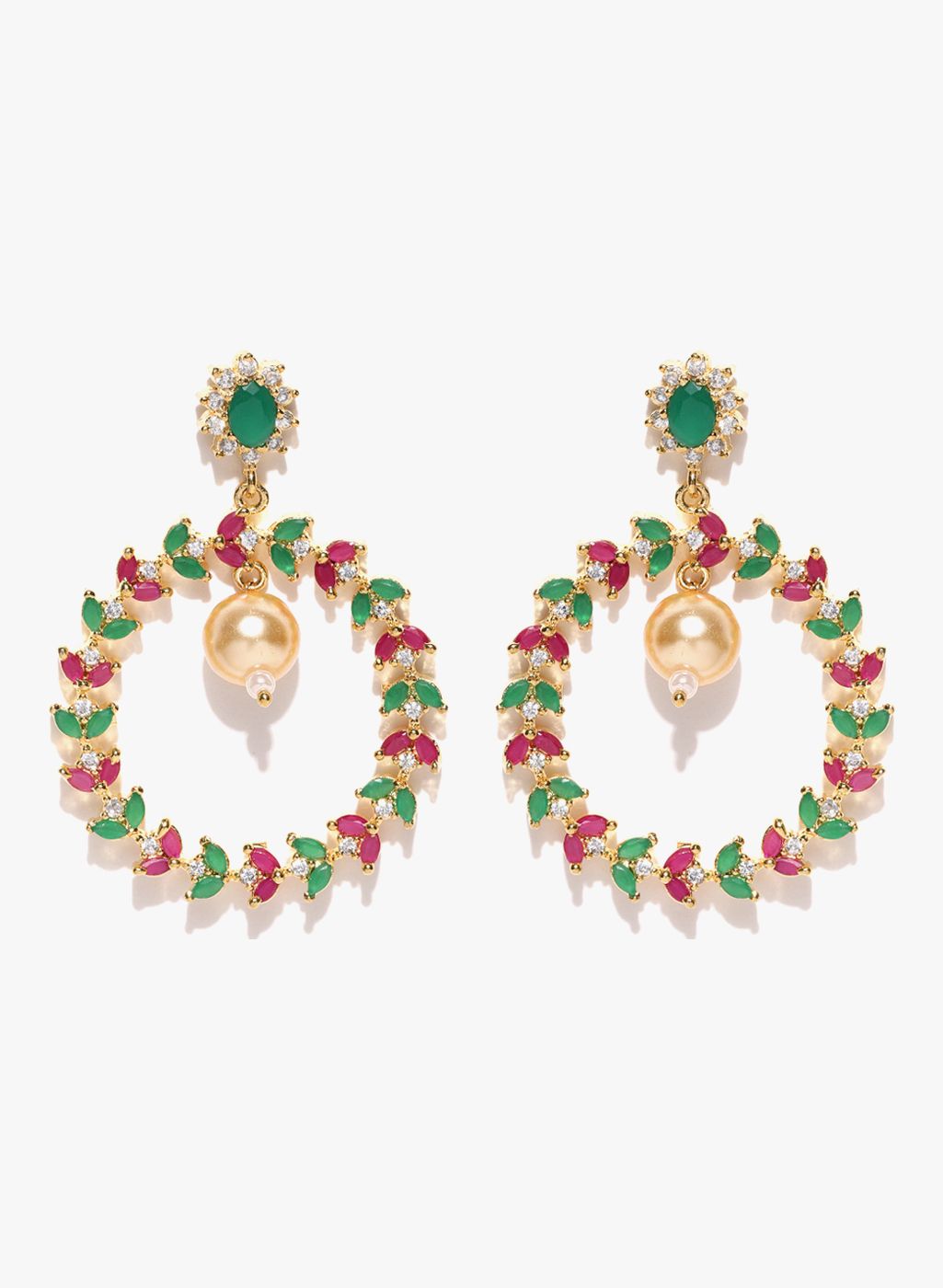 Jewels Galaxy Multicoloured Brass Danglers and Drop