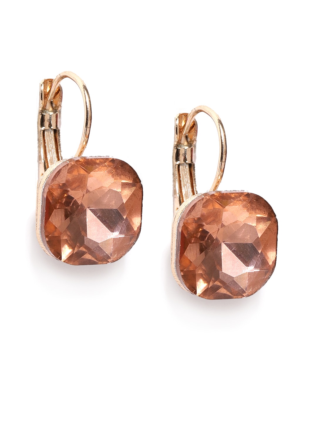 OOMPH Peach-Coloured Gold-Plated CZ Stone-Studded Studs Price in India