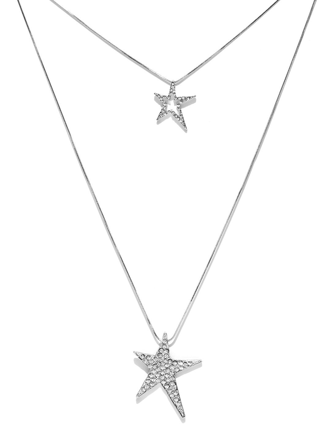 Crunchy Fashion Silver-Toned Star-Shaped Necklace Price in India