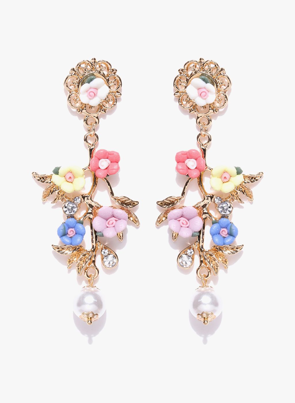 Jewels Galaxy Multicoloured Brass Danglers and Drop