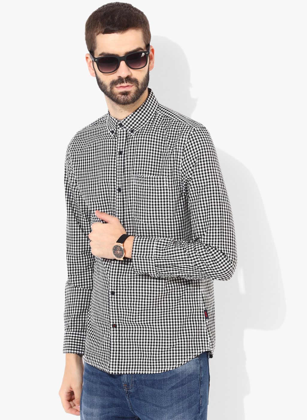 Jack & Jones Black Checked Slim Fit Casual Shirt