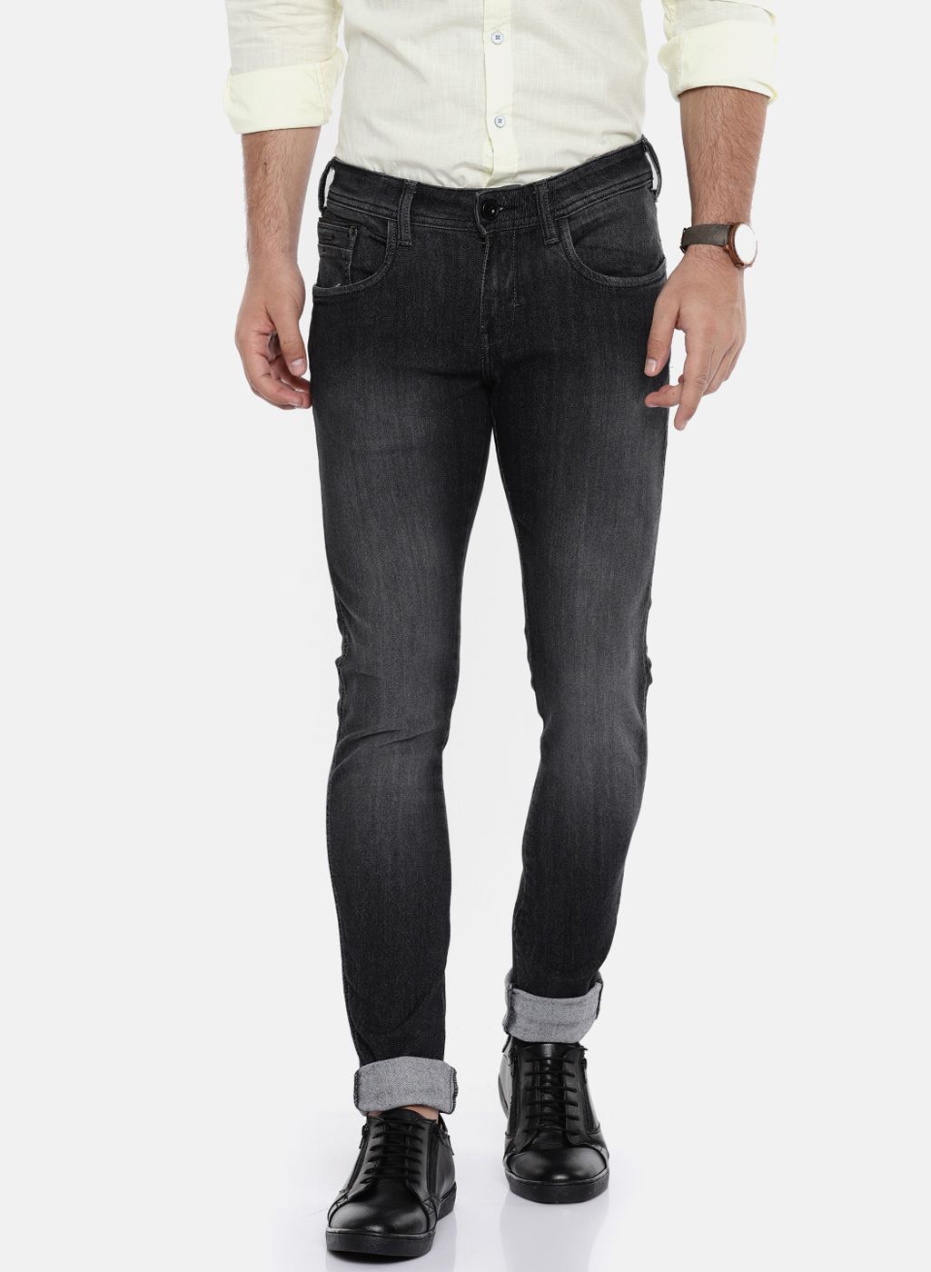 Wrangler Wrangler Charcoal Grey Skinny Fit Low-Rise Clean Look Stretchable Jeans
