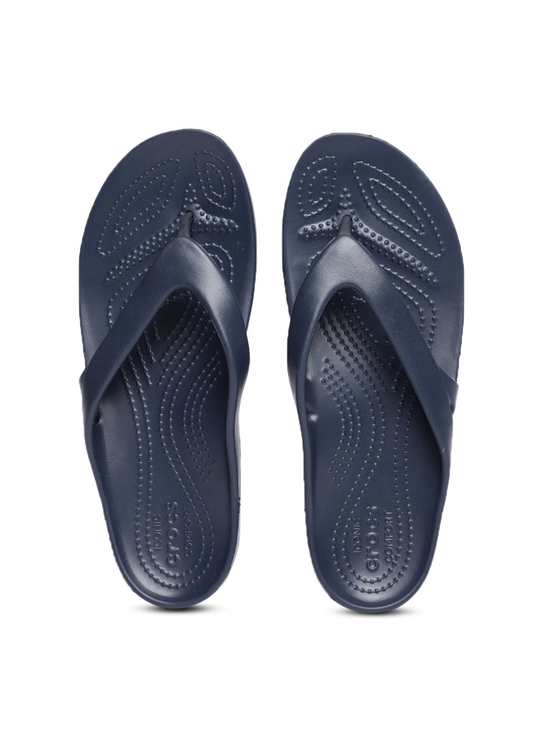 Crocs Women Navy Blue Solid Thong Flip-Flops Price in India