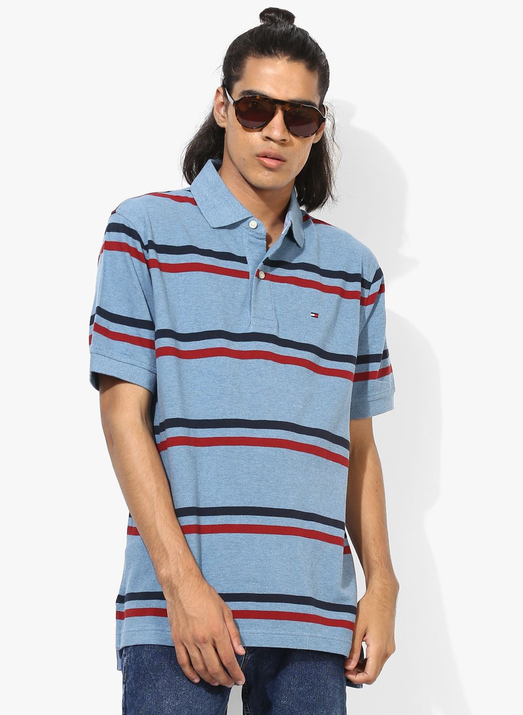 Tommy Hilfiger Blue Striped Regular Fit Polo T-shirt