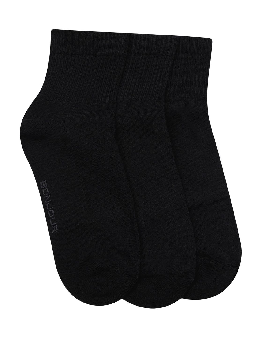 Bonjour Men Set of 3 Black Ankle-Length Socks