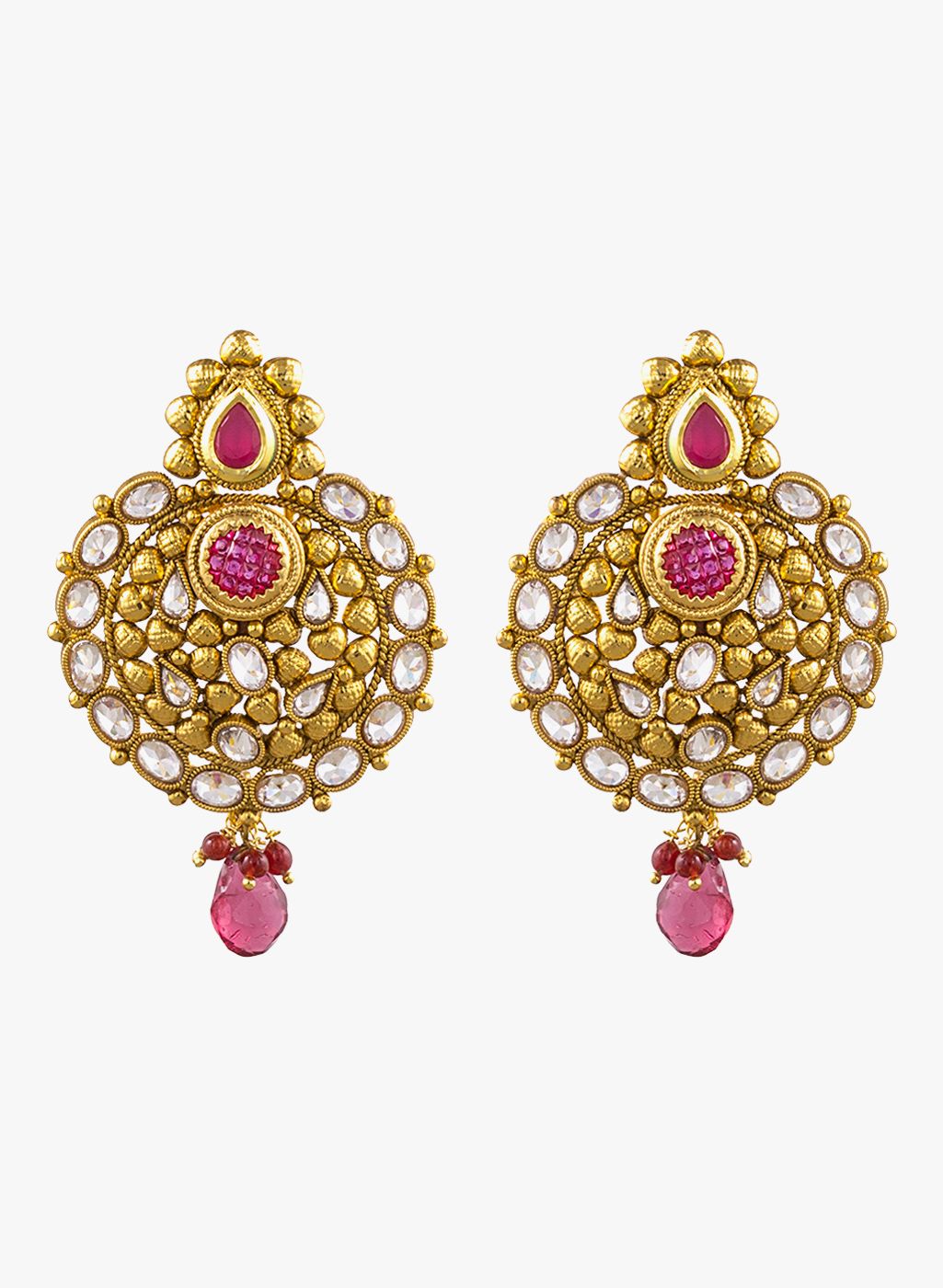 Sia Art Jewellery Gold/Pink Metal Danglers and Drop