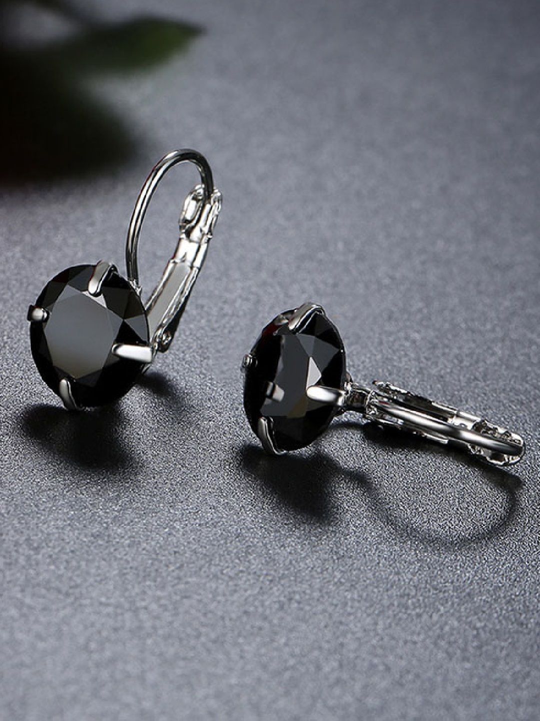 OOMPH Black Silver-Plated Handcrafted CZ Studded Circular Studs Price in India