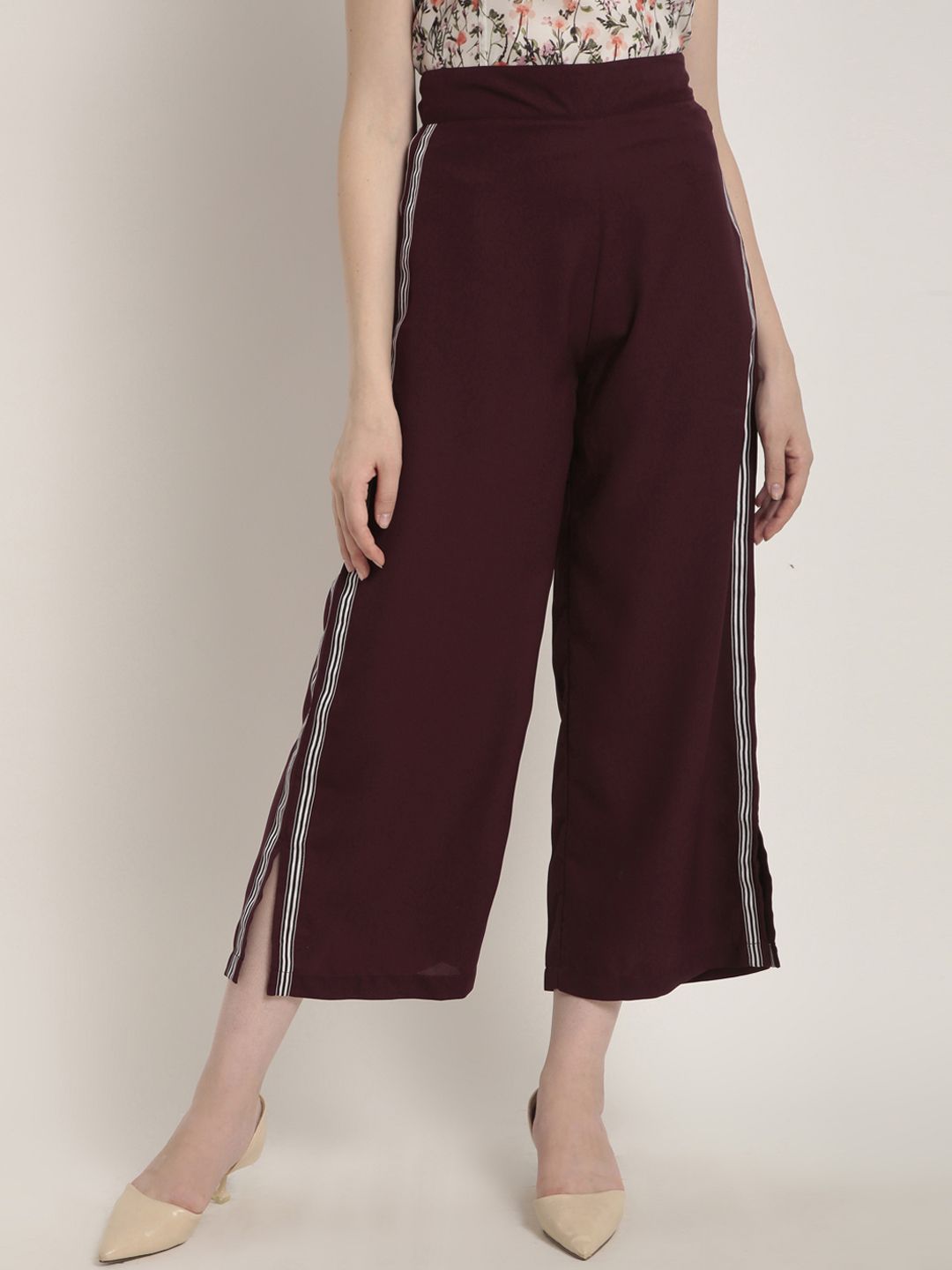 RARE Women Maroon Regular Fit Solid Culottes Price in India