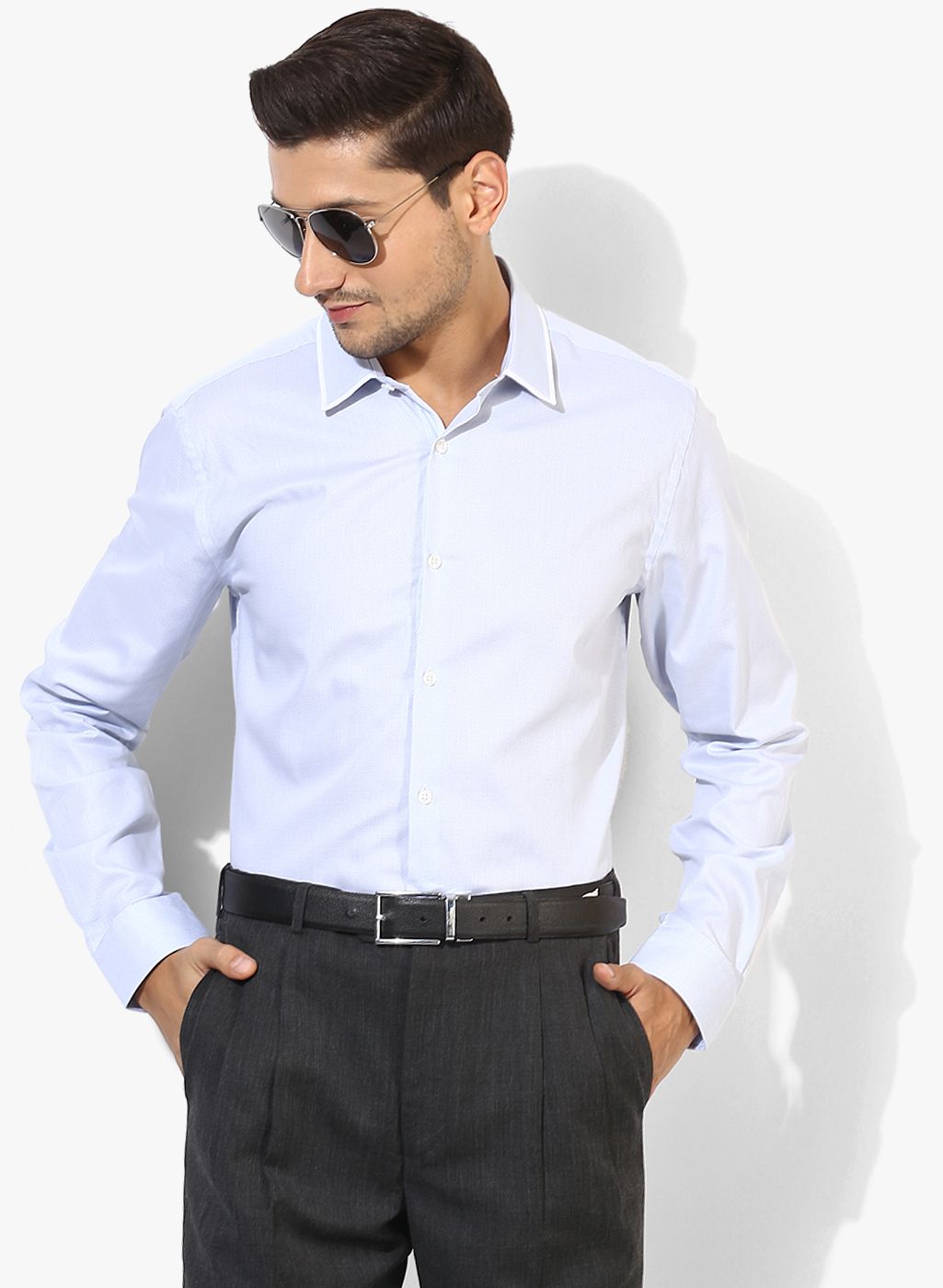 United Colors of Benetton Purple Textured Slim Fit Formal Shirt