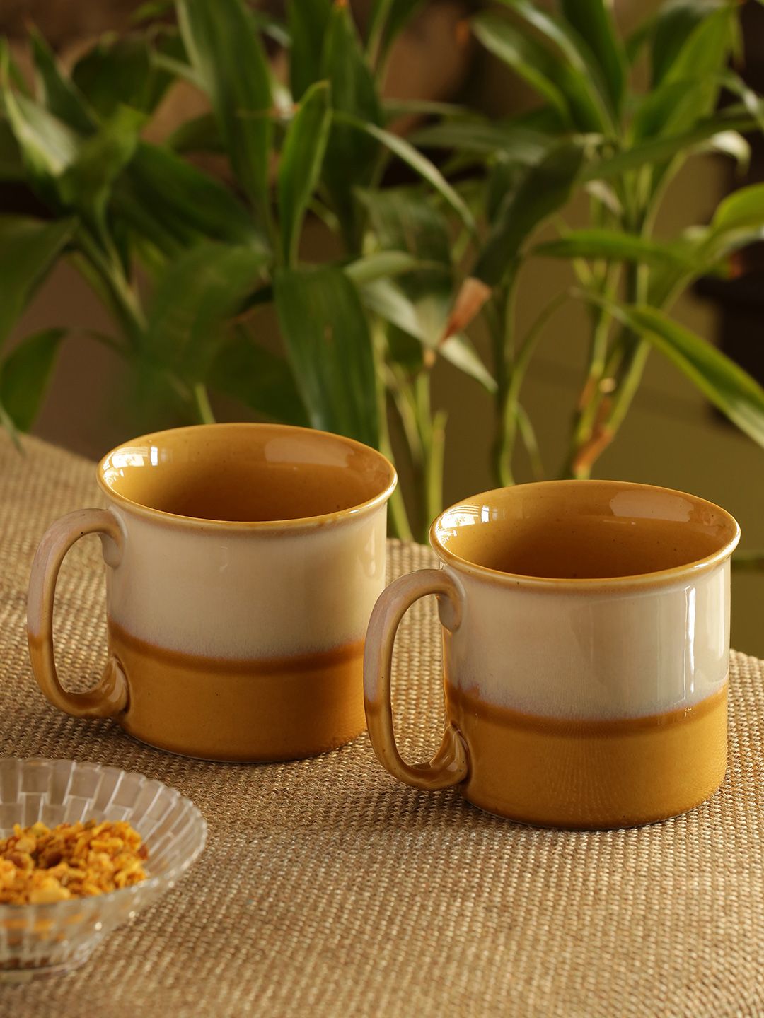 ExclusiveLane Set Of 2 Glazed Cosmos Noodle Mugs Dual Glazed Studio Pottery In Ceramic Price in India