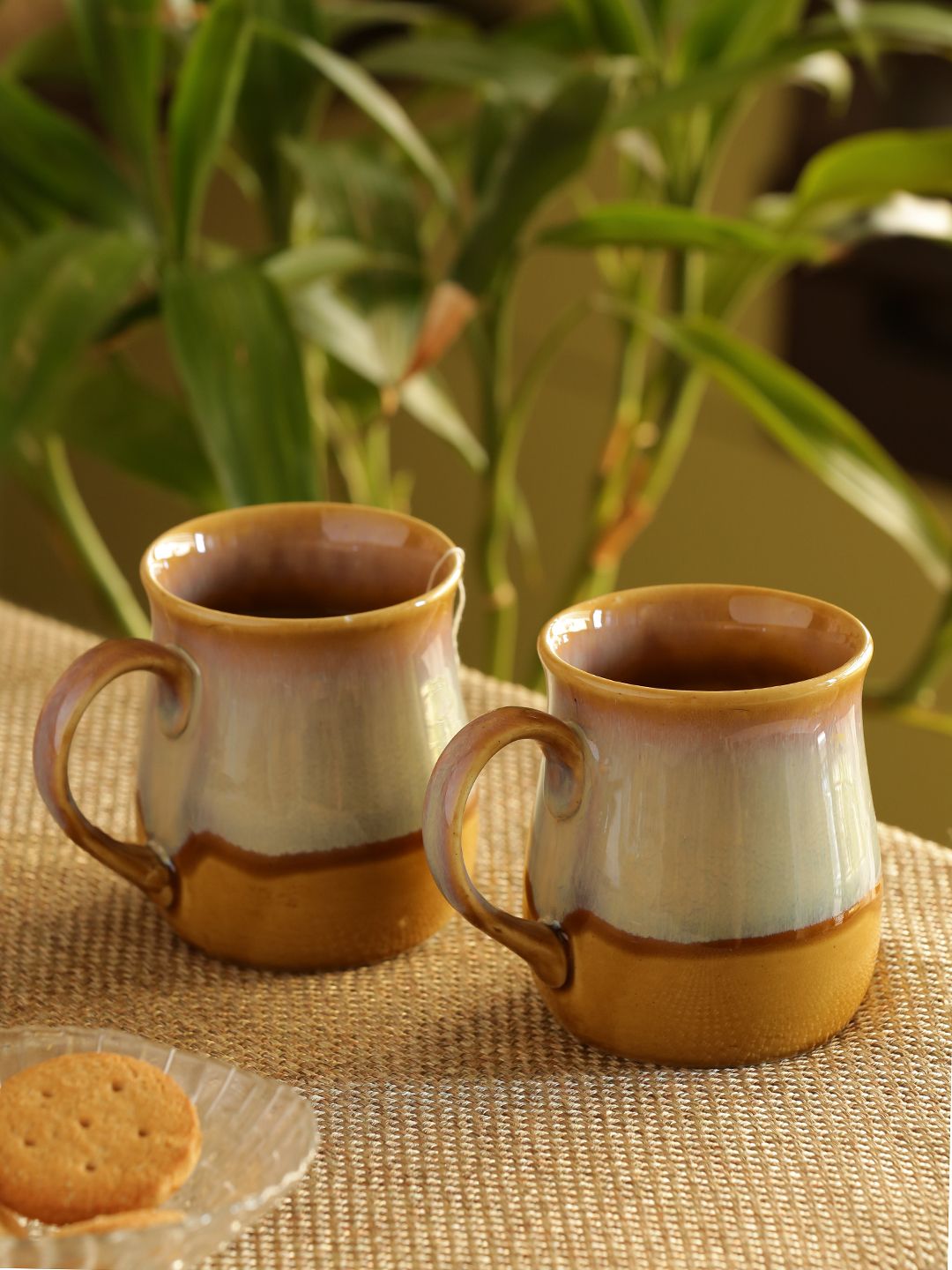 The Milky-Way Canvas' Tea-Coffee & Milk Mugs Dual-Glazed Studio Pottery In Ceramic (Set Of 2) Price in India