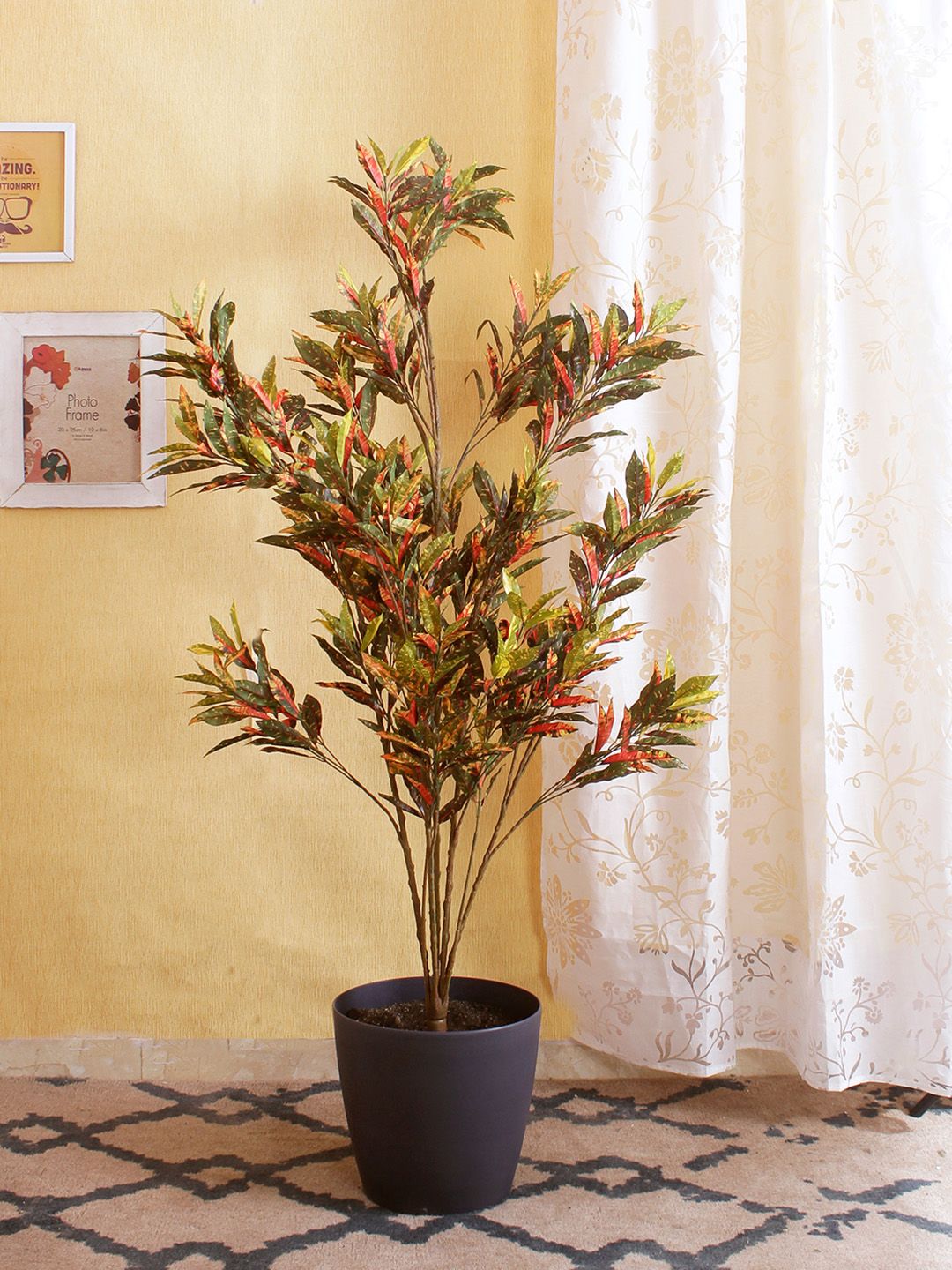 Fourwalls Green & Red Artificial Croton Plant without Pot Price in India