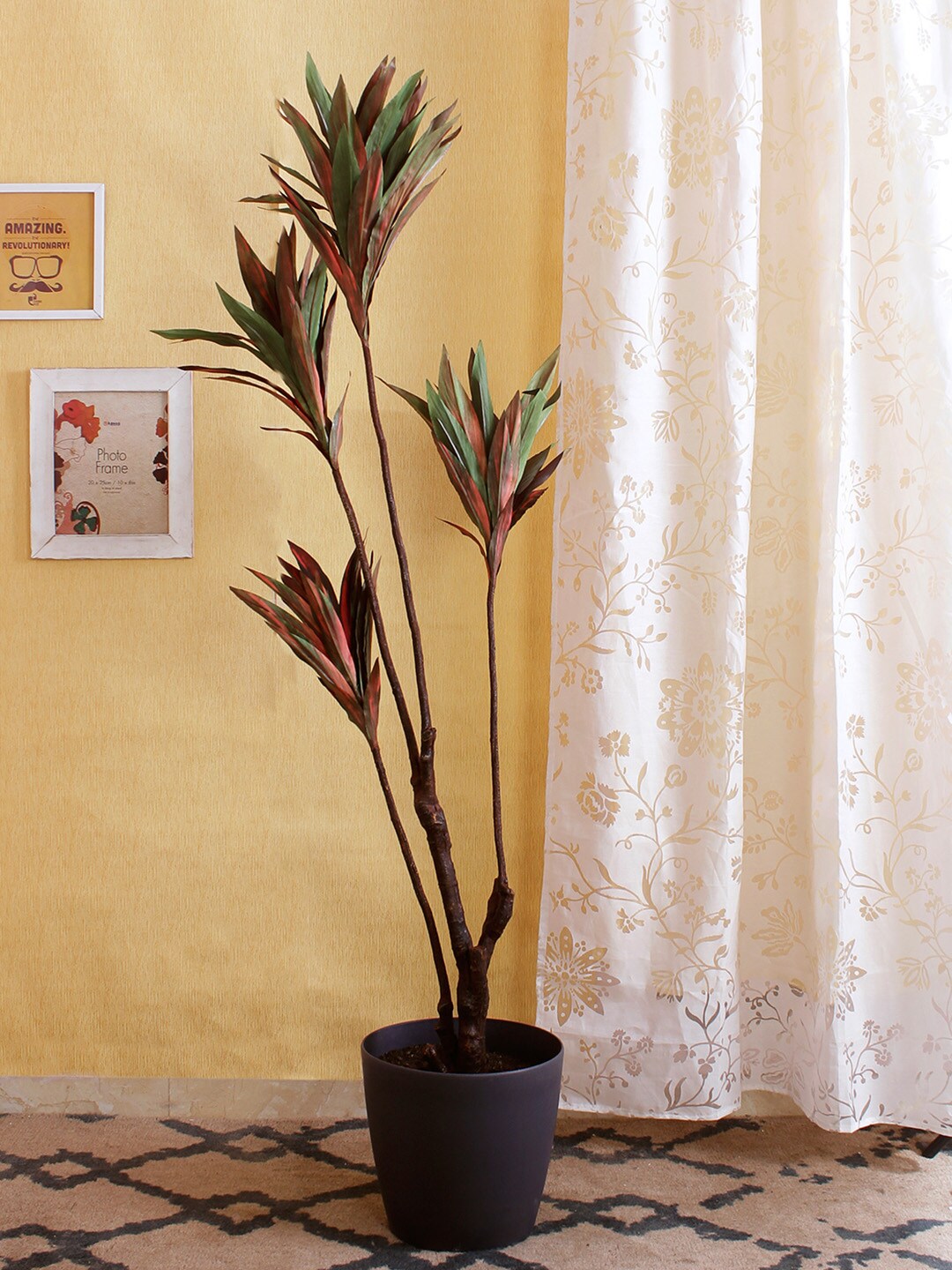 Fourwalls Green & Red Artificial Cordyline Floor Plant Without Pot Price in India