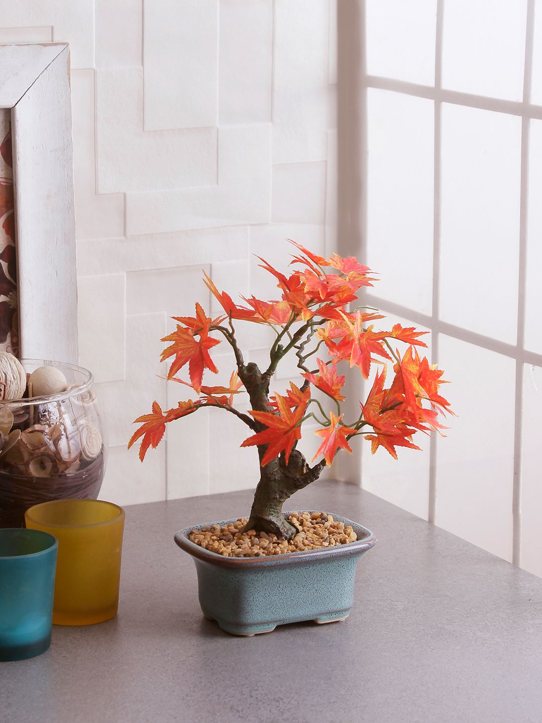 Fourwalls Blue & Orange Artificial Japanese Maple Plant Price in India