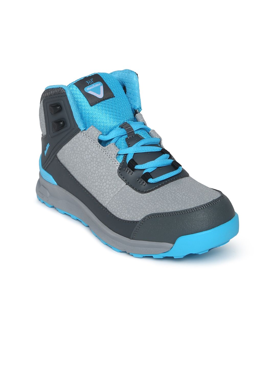 361 Degree Women Grey Synthetic Mid-Top Trekking Shoes Price in India