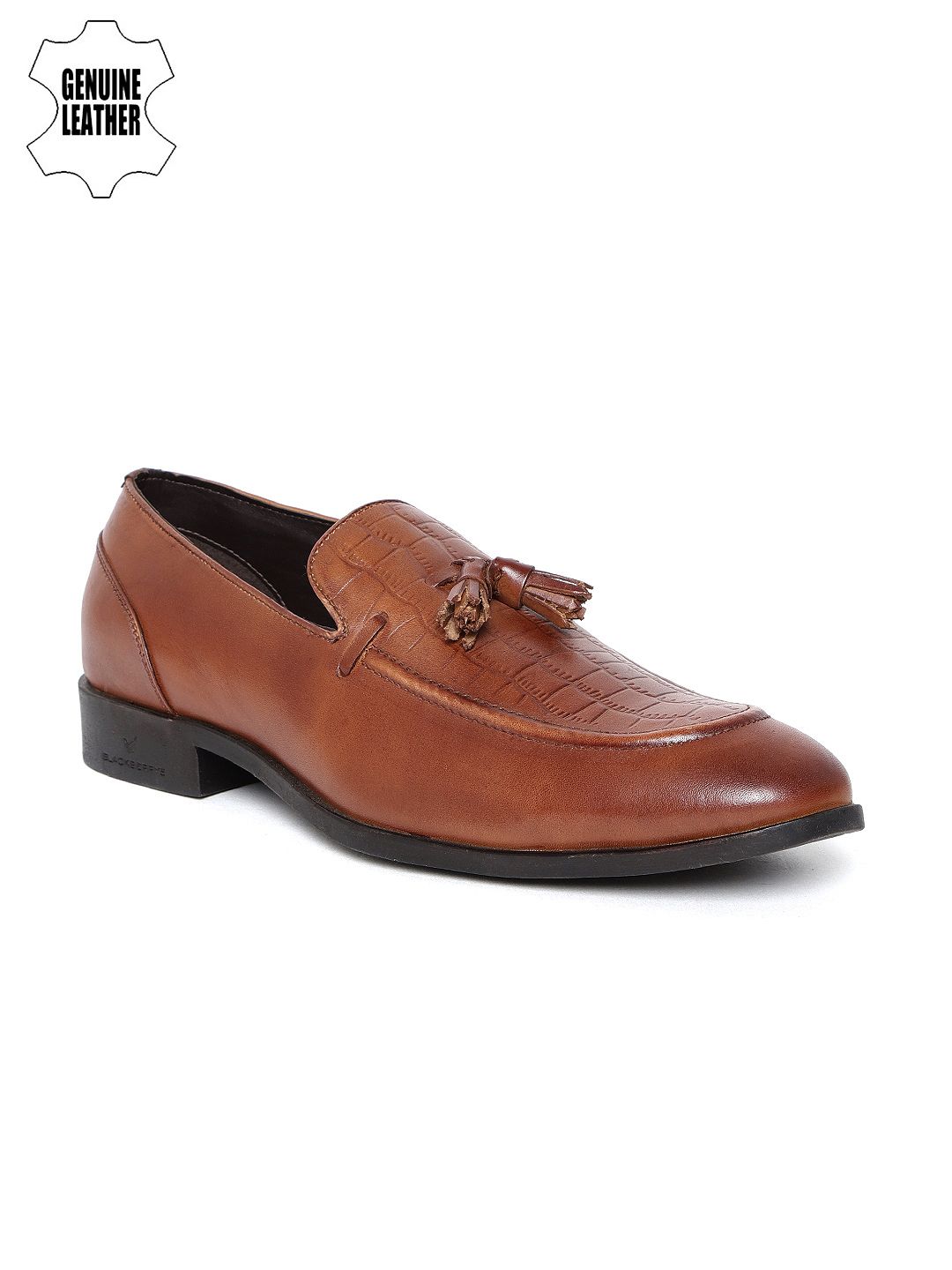 Blackberrys Men Brown Genuine Leather Textured Semiformal Slip-Ons