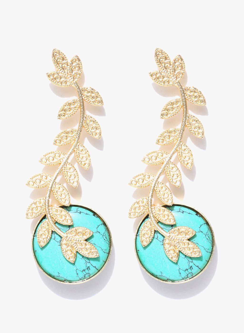 Chika Turquoise Blue/Golden Metal Danglers And Drop