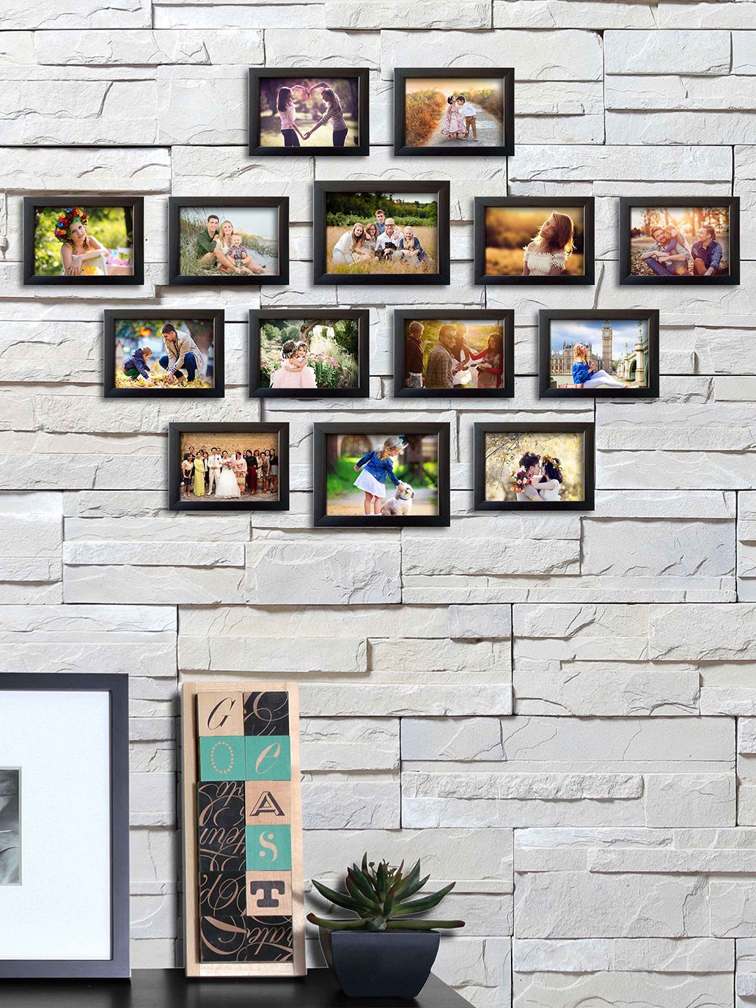 RANDOM Set Of 14 Brown Photo Frames Price in India