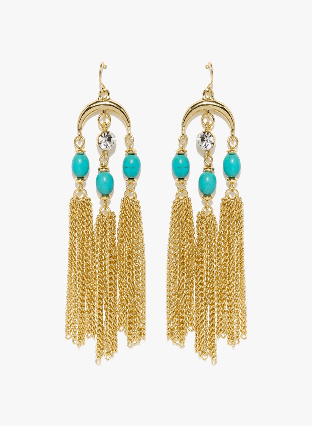 OOMPH Golden/Turquoise Blue Metal Danglers And Drop
