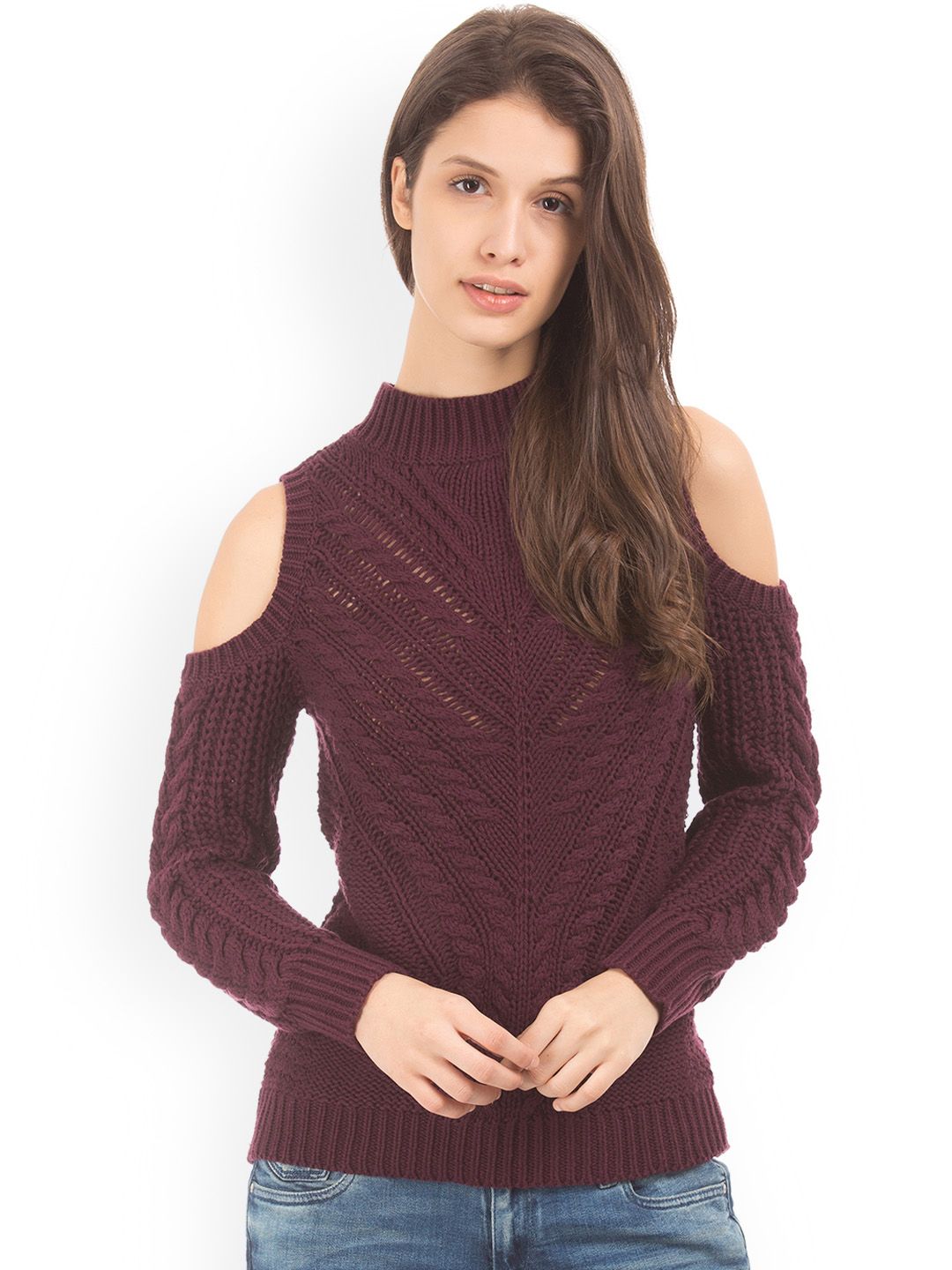 Aeropostale Women Purple Cold-Shoulder Pullover Price in India