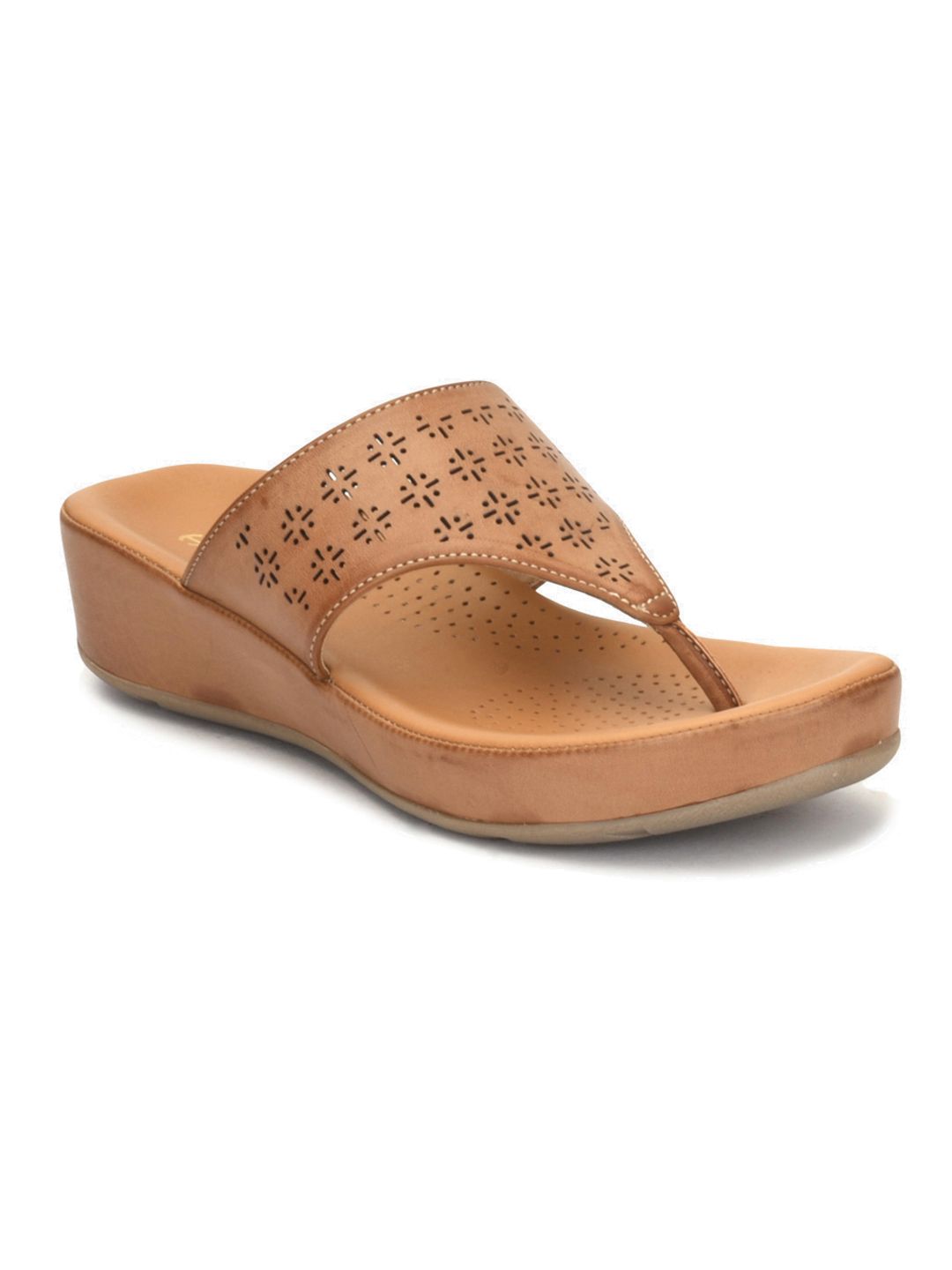 Healers Women Tan Self Design Slip-On Price in India