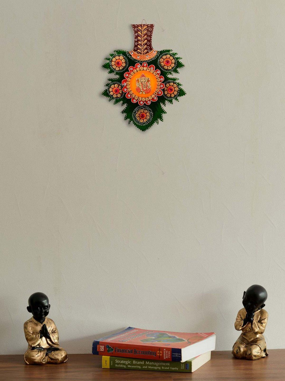 eCraftIndia Multicoloured Handcrafted Handcrafted Wooden Papier Mache Decorative Lord Ganesha Wall Hanging Price in India
