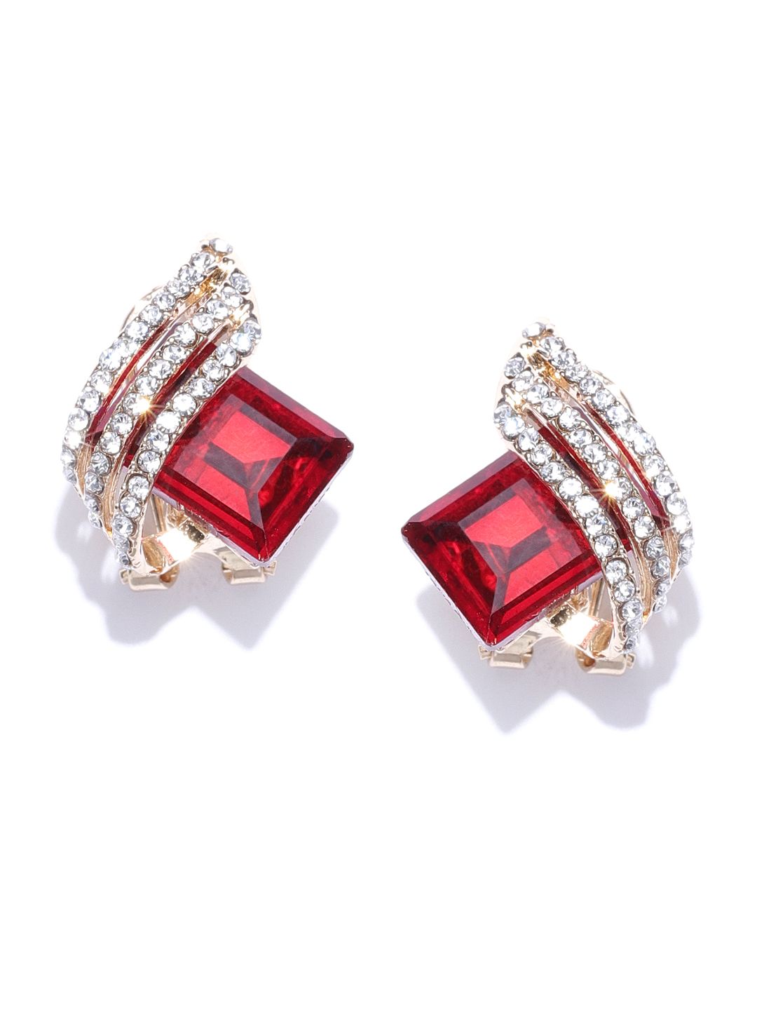 YouBella Red Gold-Plated Contemporary Studs Price in India